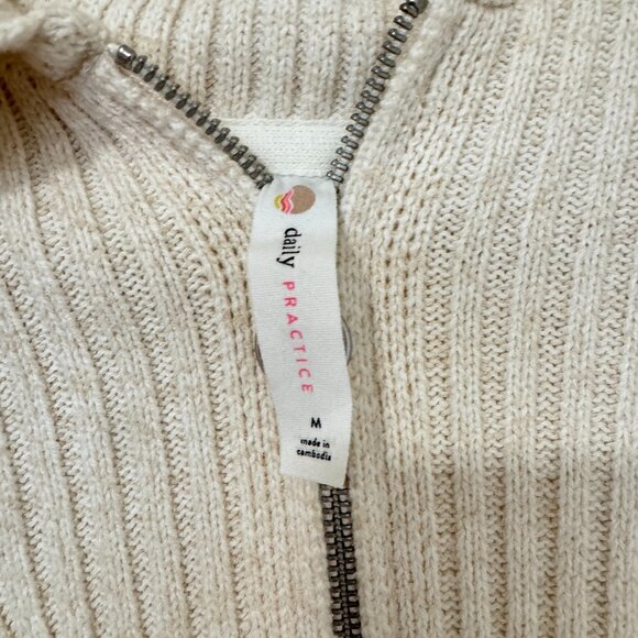 ☀️ ANTHROPOLOGIE DAILY PRACTICE Half Zip Oversized Pullover Sweater Cream Medium - Picture 6 of 10